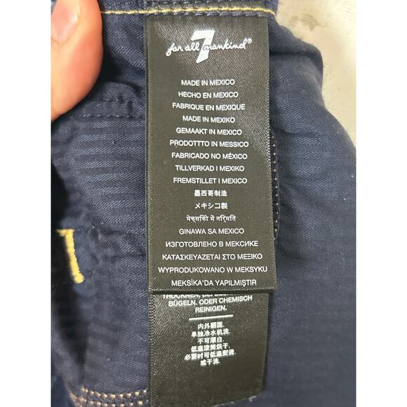 7 For All Mankind Womens 30 Kimmie Crop Blue Denim Jeans Whisker Faded Pant - Picture 8 of 9